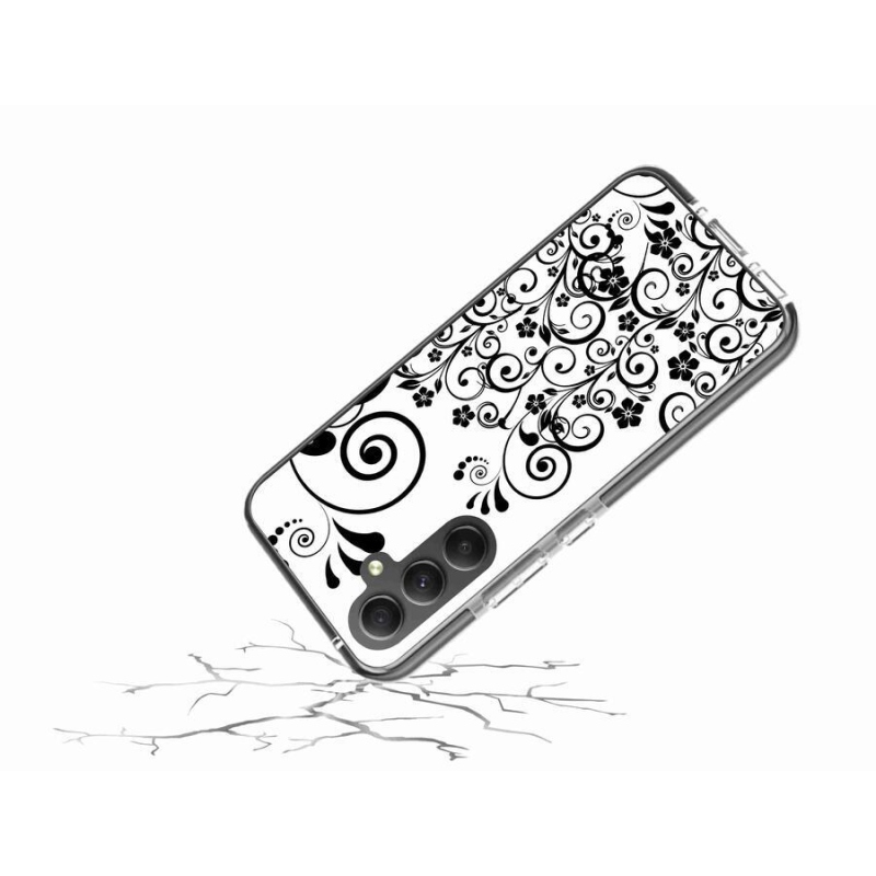 Gelový kryt mmCase na mobil Samsung Galaxy A34 5G - černobílé květinové vzory
