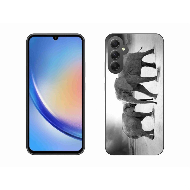 Gelový kryt mmCase na mobil Samsung Galaxy A34 5G - černobílí sloni