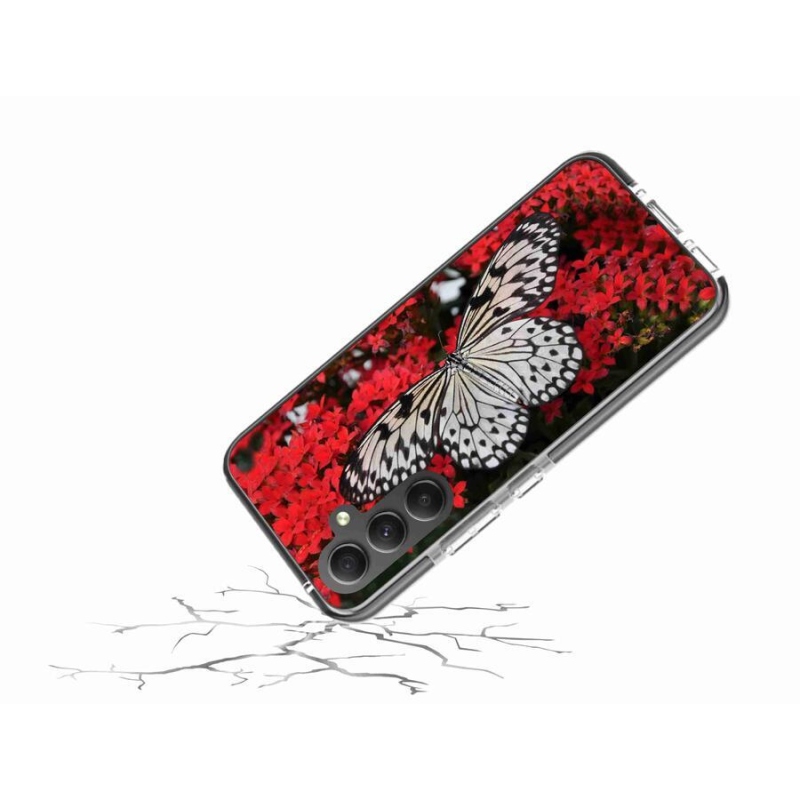 Gelový kryt mmCase na mobil Samsung Galaxy A34 5G - černobílý motýl 1