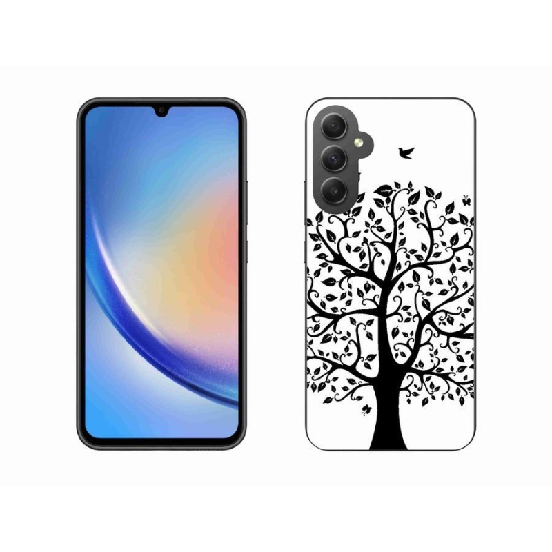 Gelový kryt mmCase na mobil Samsung Galaxy A34 5G - černobílý strom