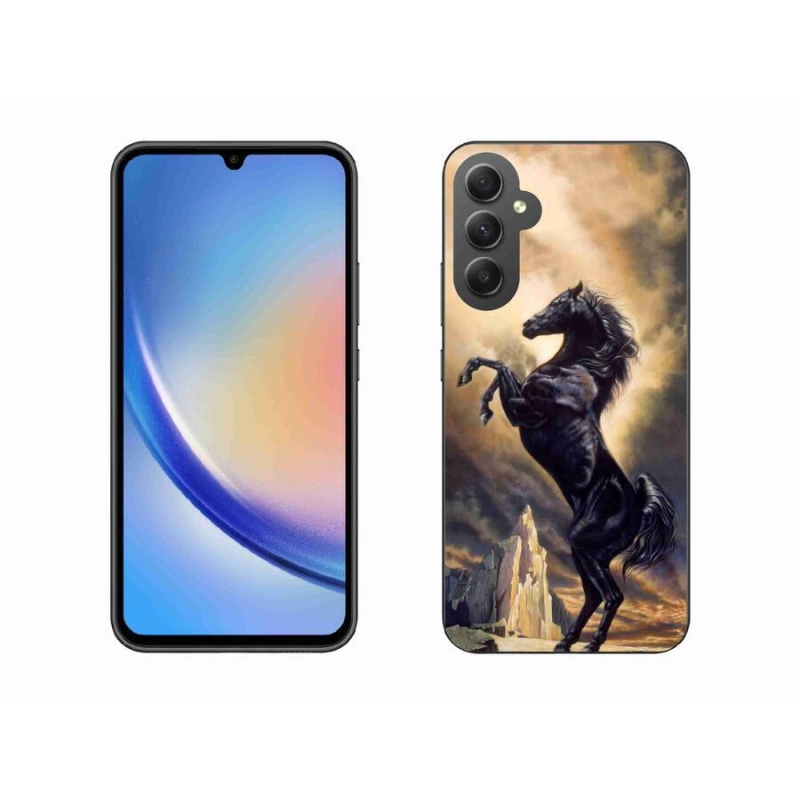 Gelový kryt mmCase na mobil Samsung Galaxy A34 5G - černý kreslený kůň