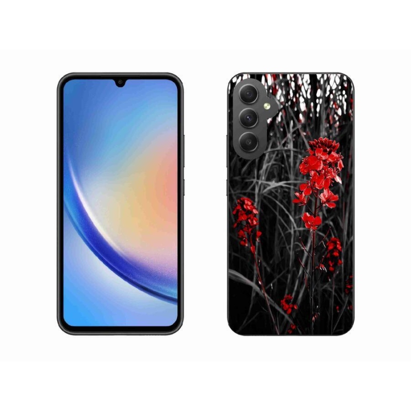 Gelový kryt mmCase na mobil Samsung Galaxy A34 5G - červená rostlina