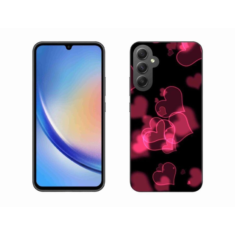 Gelový kryt mmCase na mobil Samsung Galaxy A34 5G - červená srdíčka