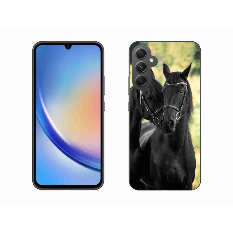 Gelový kryt mmCase na mobil Samsung Galaxy A34 5G - dva černí koně