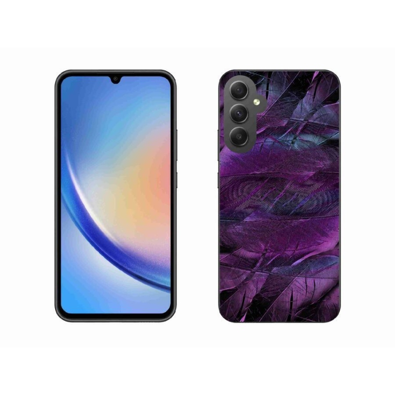 Gelový kryt mmCase na mobil Samsung Galaxy A34 5G - fialová pírka