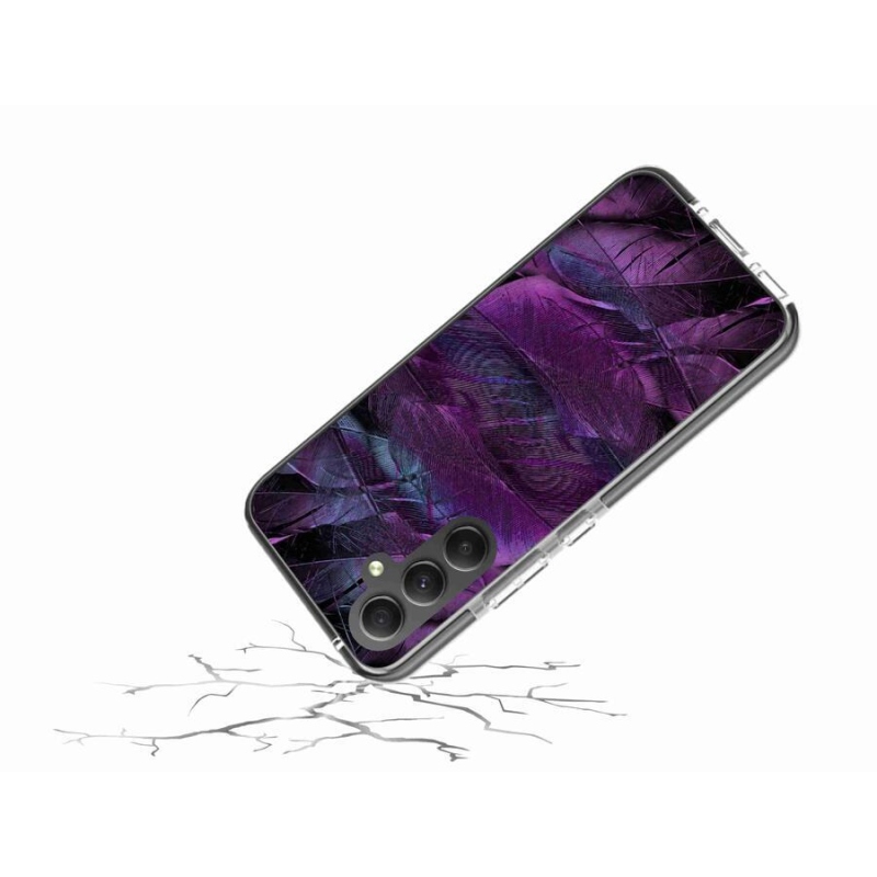 Gelový kryt mmCase na mobil Samsung Galaxy A34 5G - fialová pírka