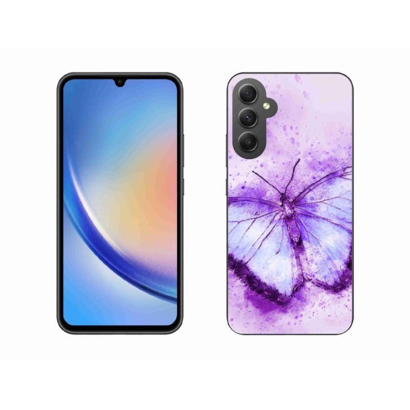 Gelový kryt mmCase na mobil Samsung Galaxy A34 5G - fialový motýl