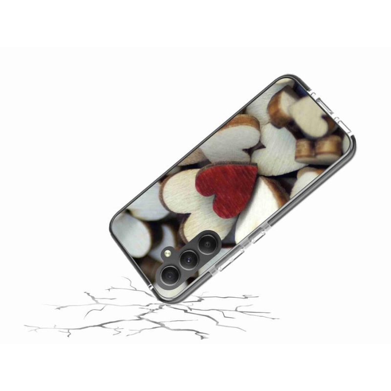 Gelový kryt mmCase na mobil Samsung Galaxy A34 5G - gravírované červené srdce