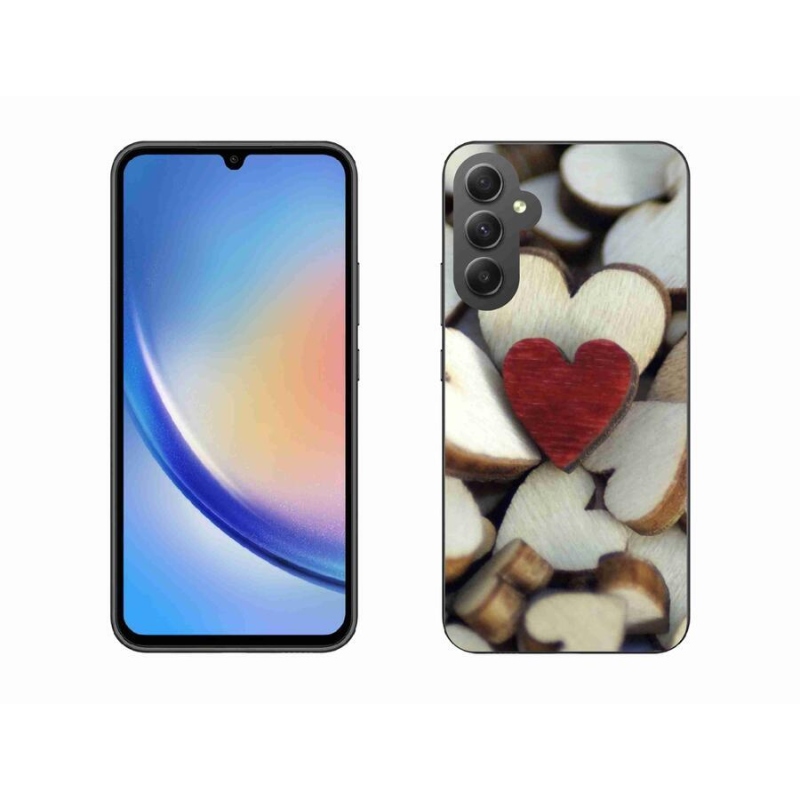 Gelový kryt mmCase na mobil Samsung Galaxy A34 5G - gravírované červené srdce
