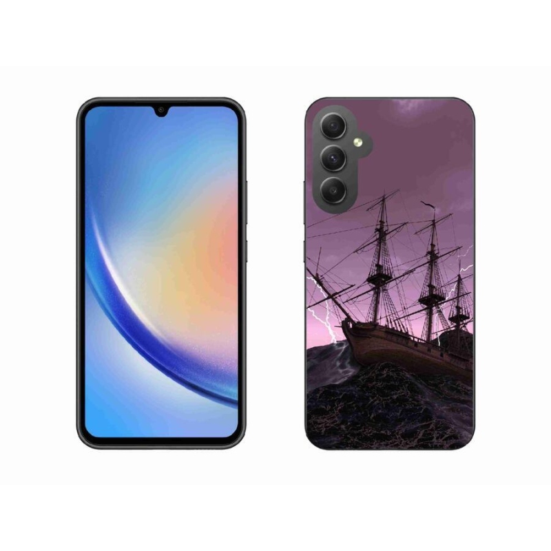 Gelový kryt mmCase na mobil Samsung Galaxy A34 5G - loď v bouři