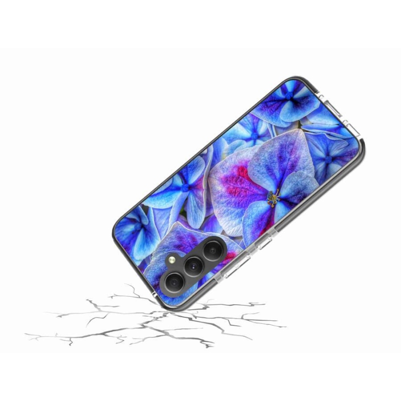 Gelový kryt mmCase na mobil Samsung Galaxy A34 5G - modré květy 1