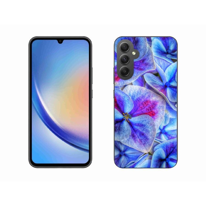 Gelový kryt mmCase na mobil Samsung Galaxy A34 5G - modré květy 1