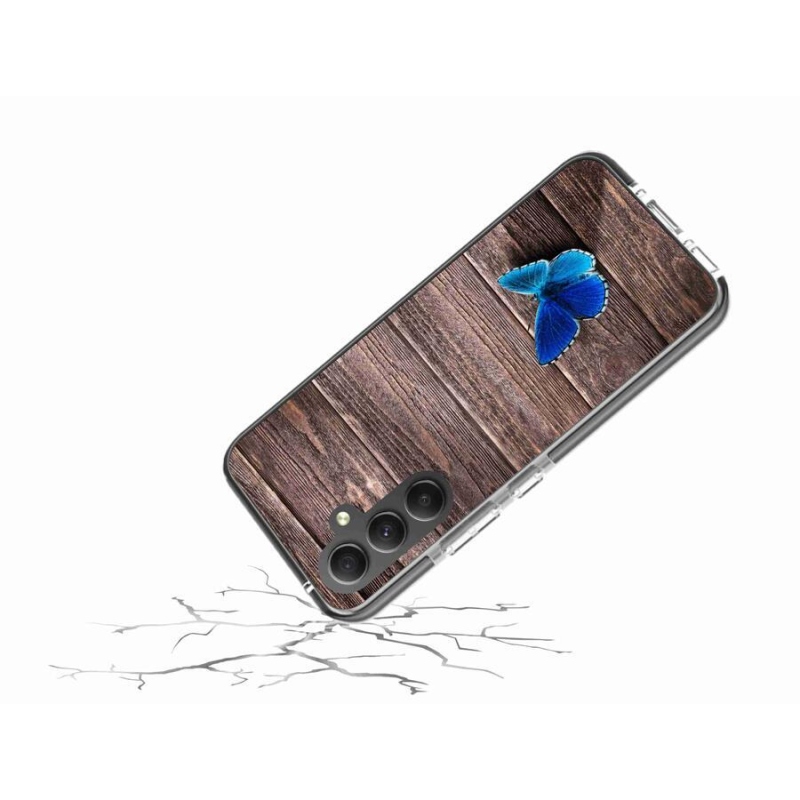 Gelový kryt mmCase na mobil Samsung Galaxy A34 5G - modrý motýl 1