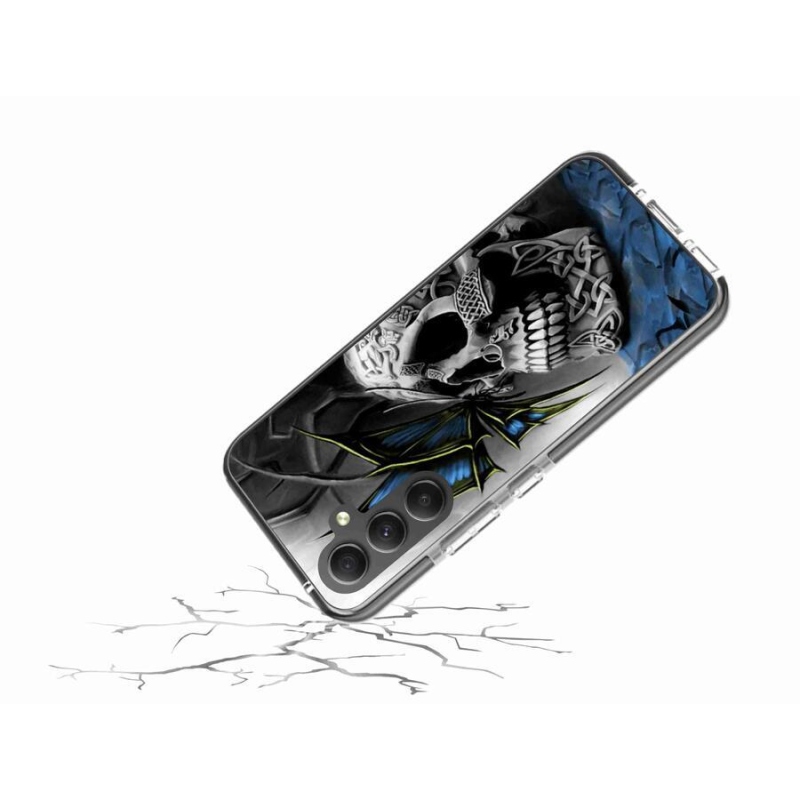 Gelový kryt mmCase na mobil Samsung Galaxy A34 5G - motýl a lebka