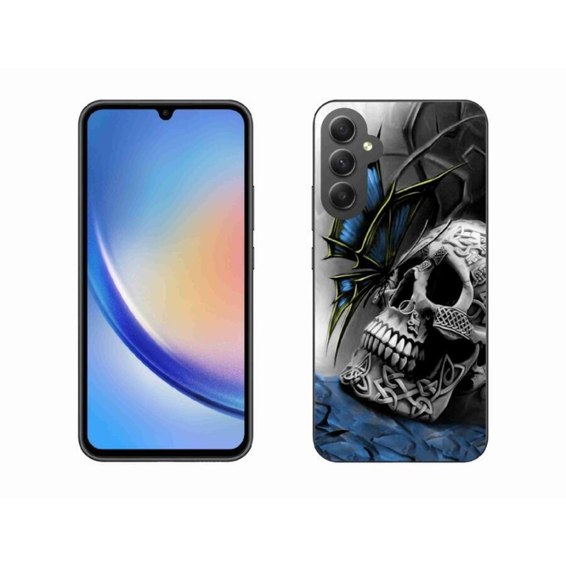 Gelový kryt mmCase na mobil Samsung Galaxy A34 5G - motýl a lebka