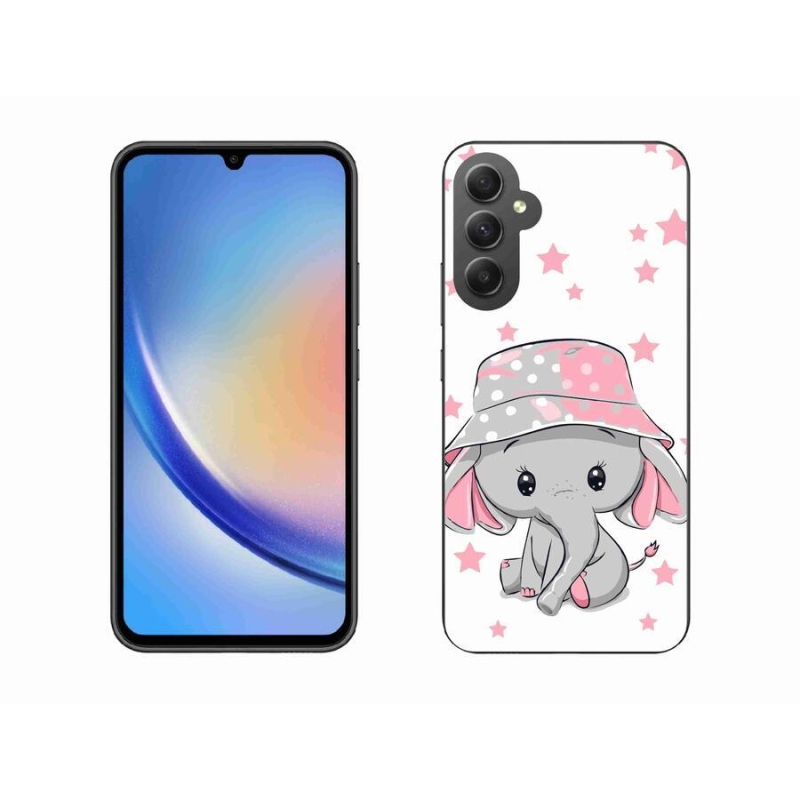 Gelový kryt mmCase na mobil Samsung Galaxy A34 5G - růžový slon