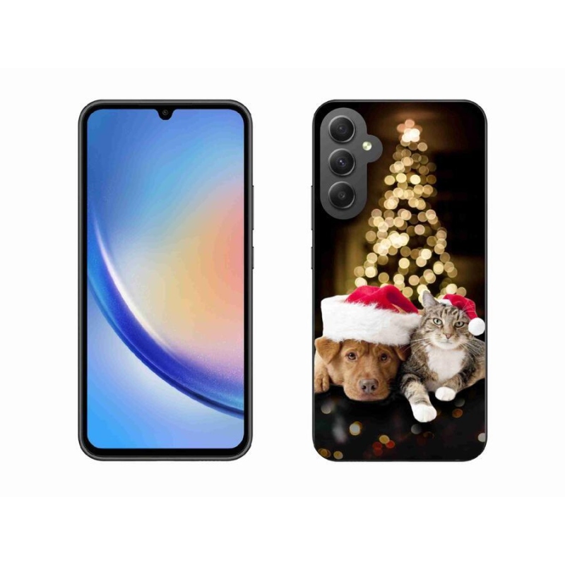 Gelový kryt mmCase na mobil Samsung Galaxy A34 5G - vánoční pes a kočka
