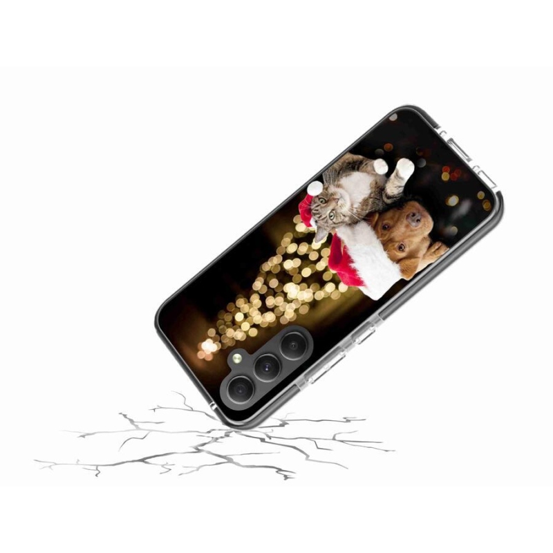 Gelový kryt mmCase na mobil Samsung Galaxy A34 5G - vánoční pes a kočka