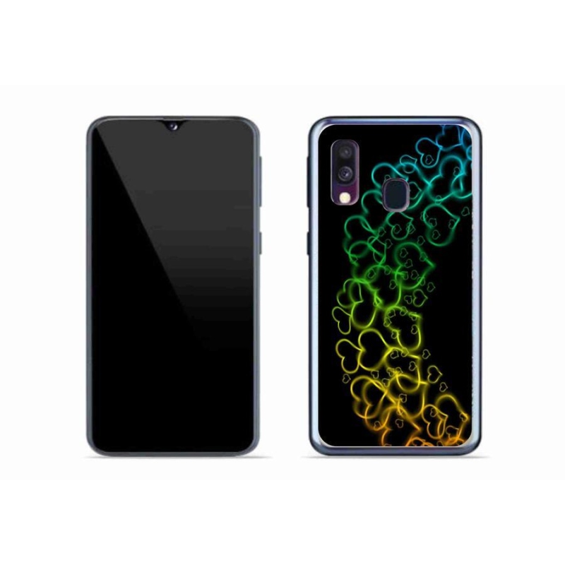 Gelový kryt mmCase na mobil Samsung Galaxy A40 - barevná srdíčka