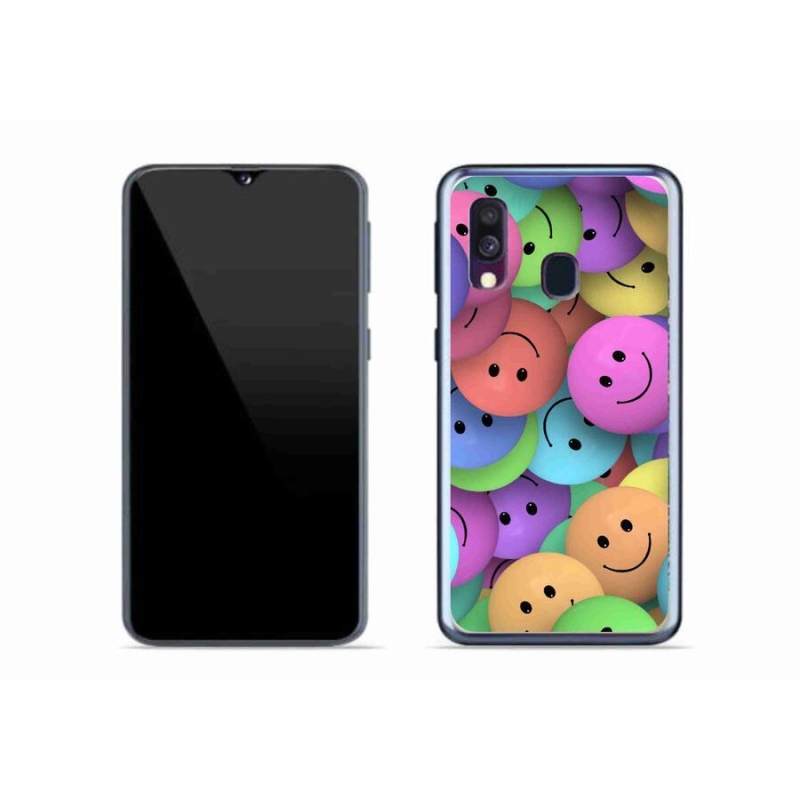Gelový kryt mmCase na mobil Samsung Galaxy A40 - barevní smajlíci