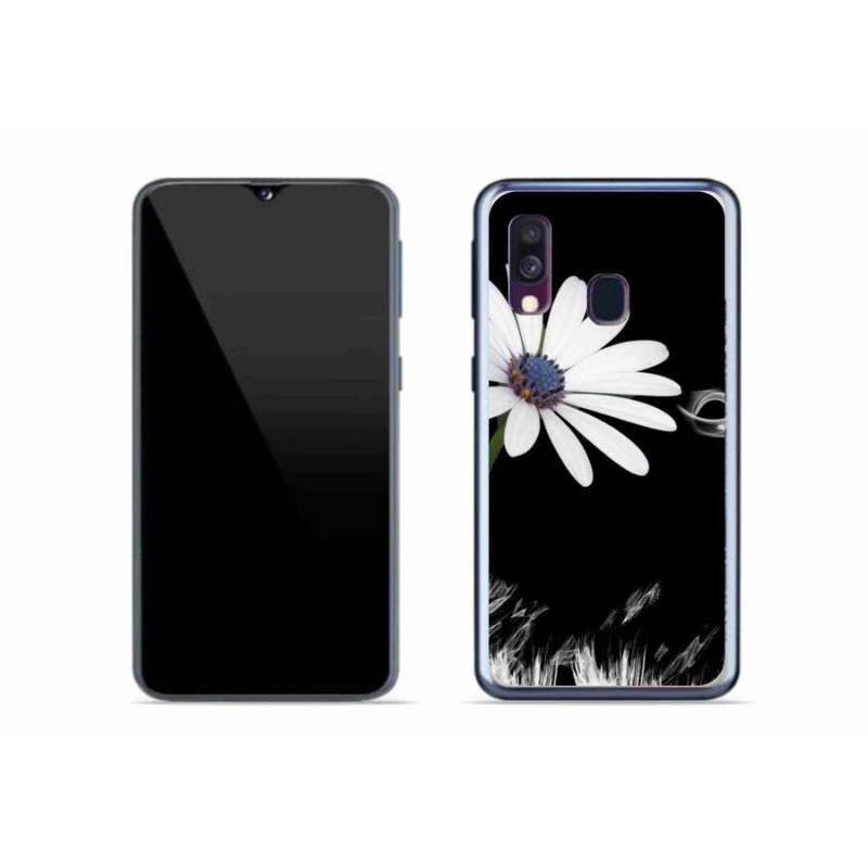 Gelový kryt mmCase na mobil Samsung Galaxy A40 - bílá květina