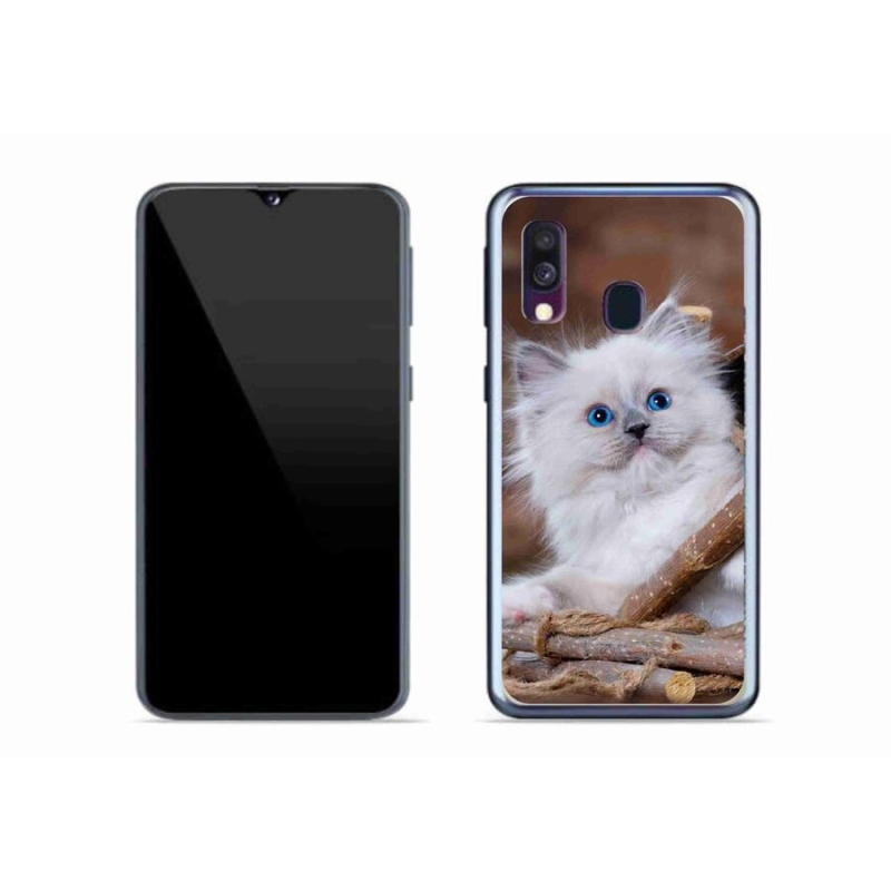 Gelový kryt mmCase na mobil Samsung Galaxy A40 - bílé kotě