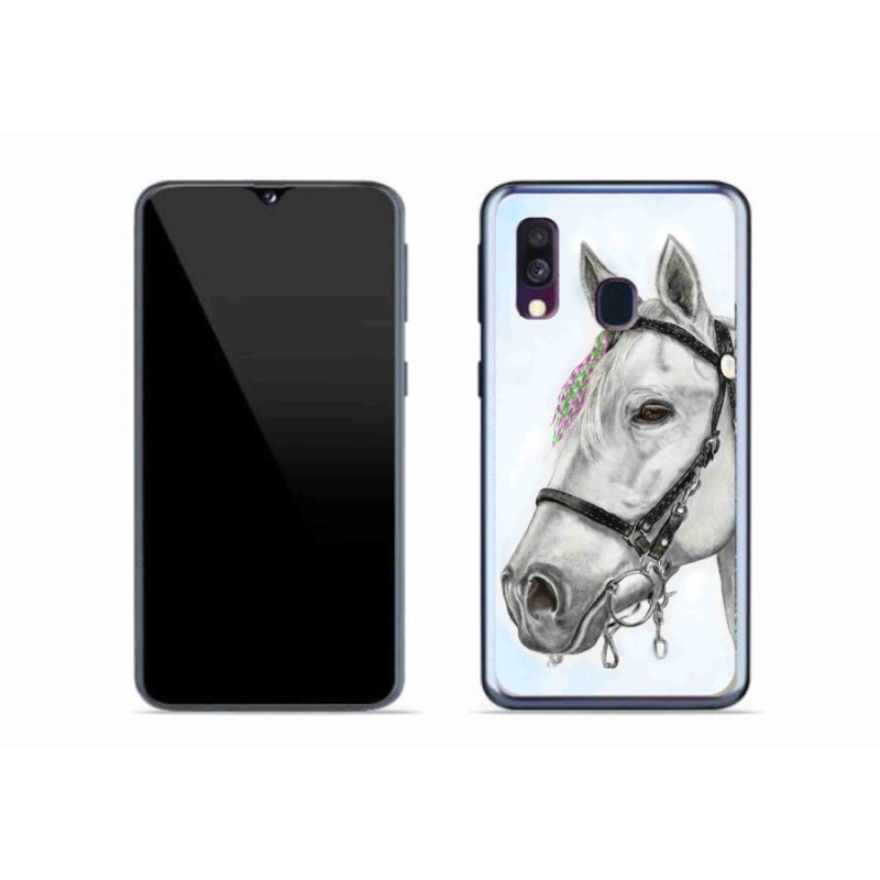 Gelový kryt mmCase na mobil Samsung Galaxy A40 - bílý kůň 1