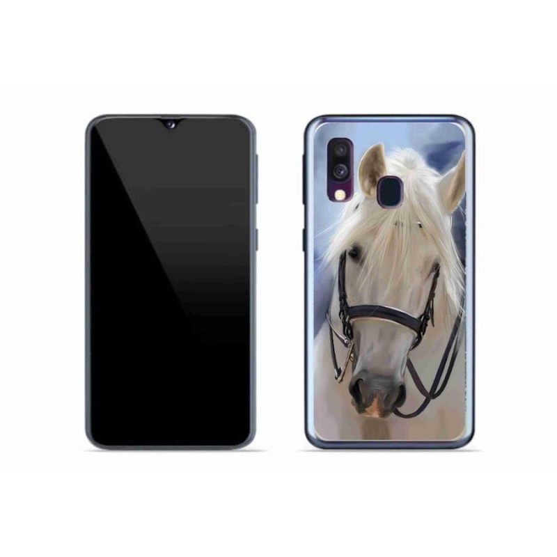 Gelový kryt mmCase na mobil Samsung Galaxy A40 - bílý kůň