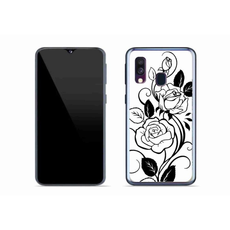 Gelový kryt mmCase na mobil Samsung Galaxy A40 - černobílá růže