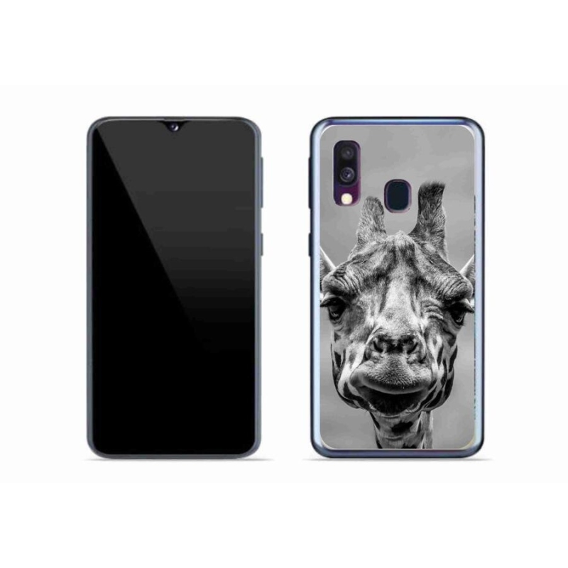 Gelový kryt mmCase na mobil Samsung Galaxy A40 - černobílá žirafa