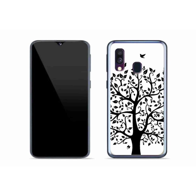 Gelový kryt mmCase na mobil Samsung Galaxy A40 - černobílý strom