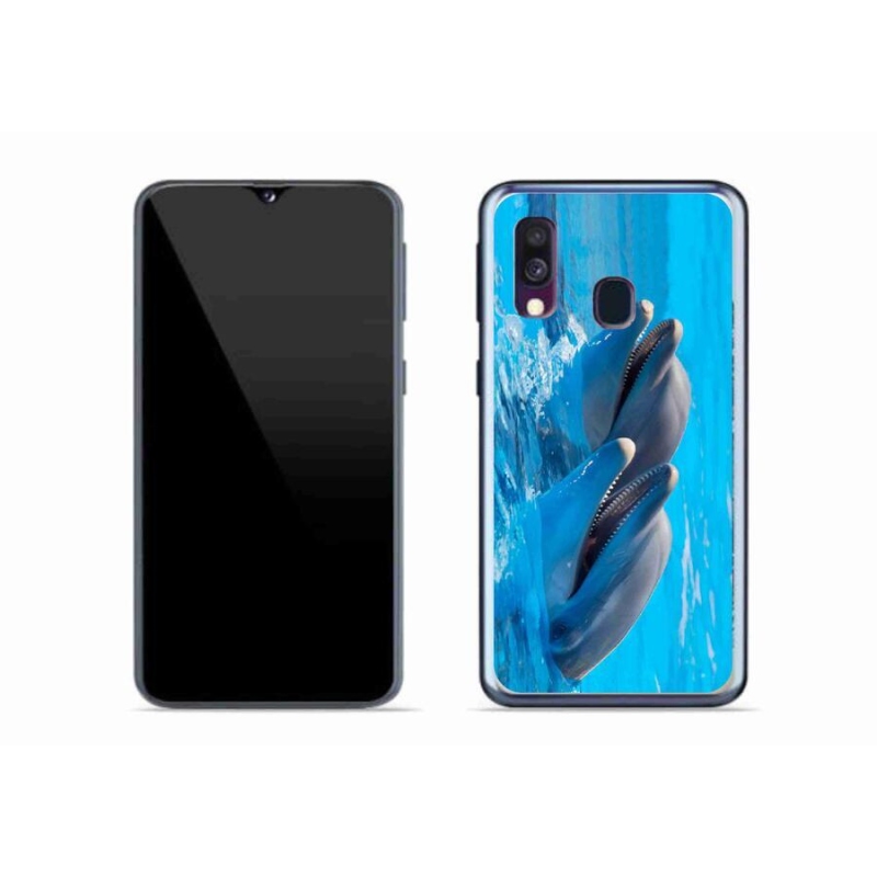 Gelový kryt mmCase na mobil Samsung Galaxy A40 - delfíni