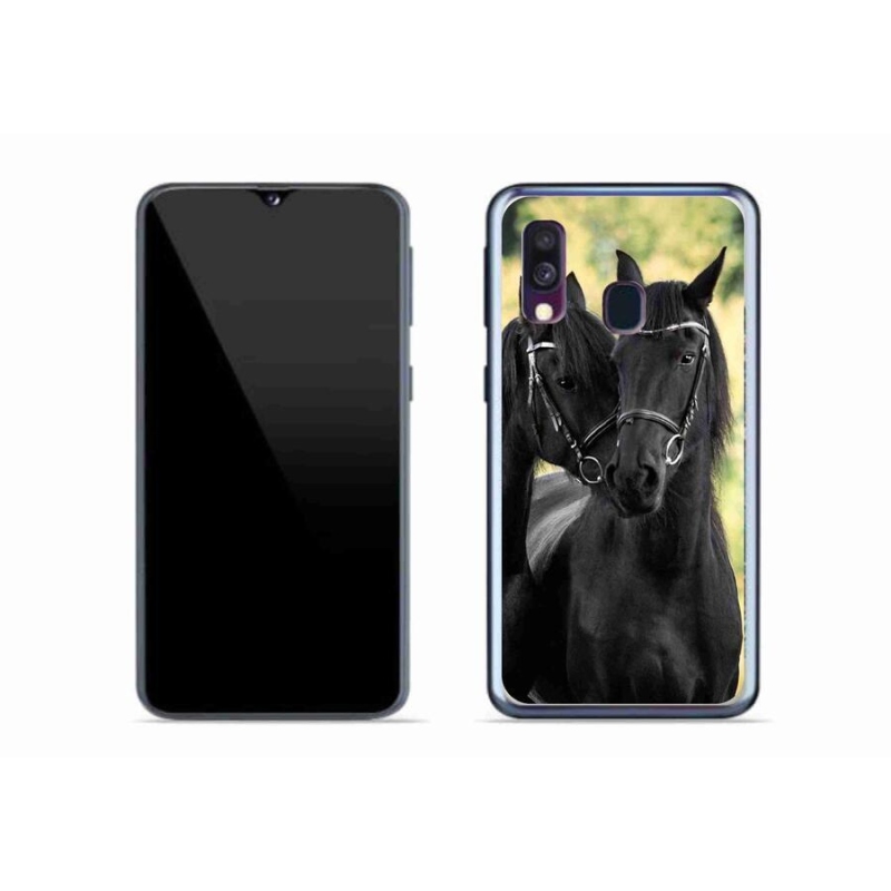 Gelový kryt mmCase na mobil Samsung Galaxy A40 - dva černí koně