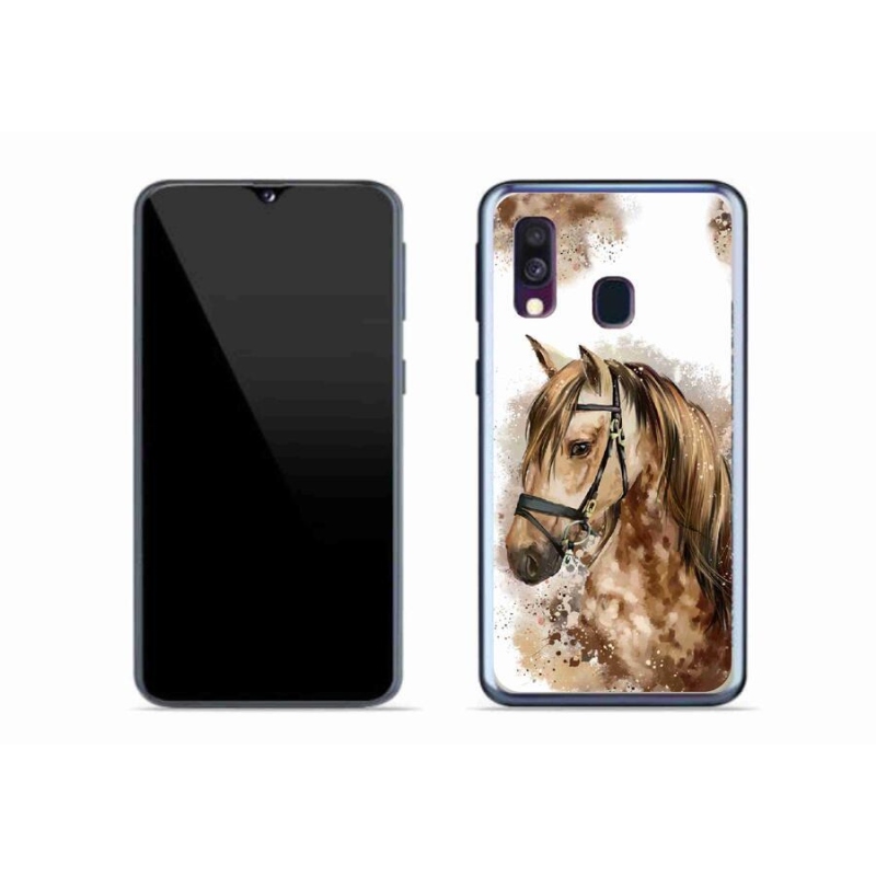 Gelový kryt mmCase na mobil Samsung Galaxy A40 - hnědý kreslený kůň