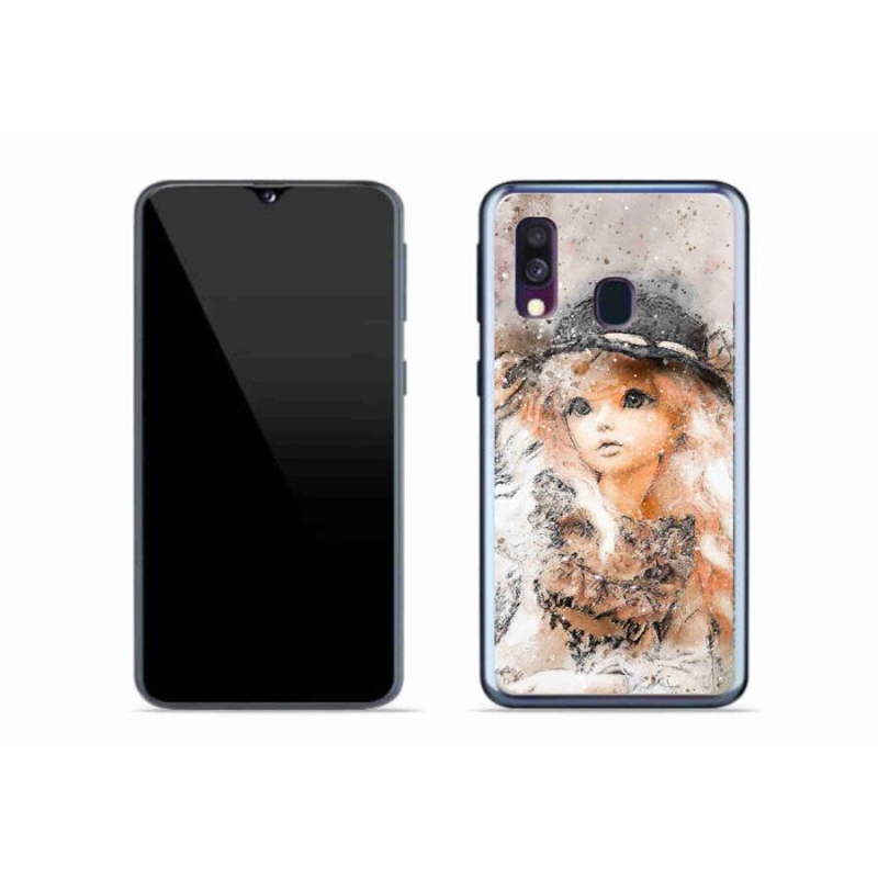 Gelový kryt mmCase na mobil Samsung Galaxy A40 - holčička s kloboukem