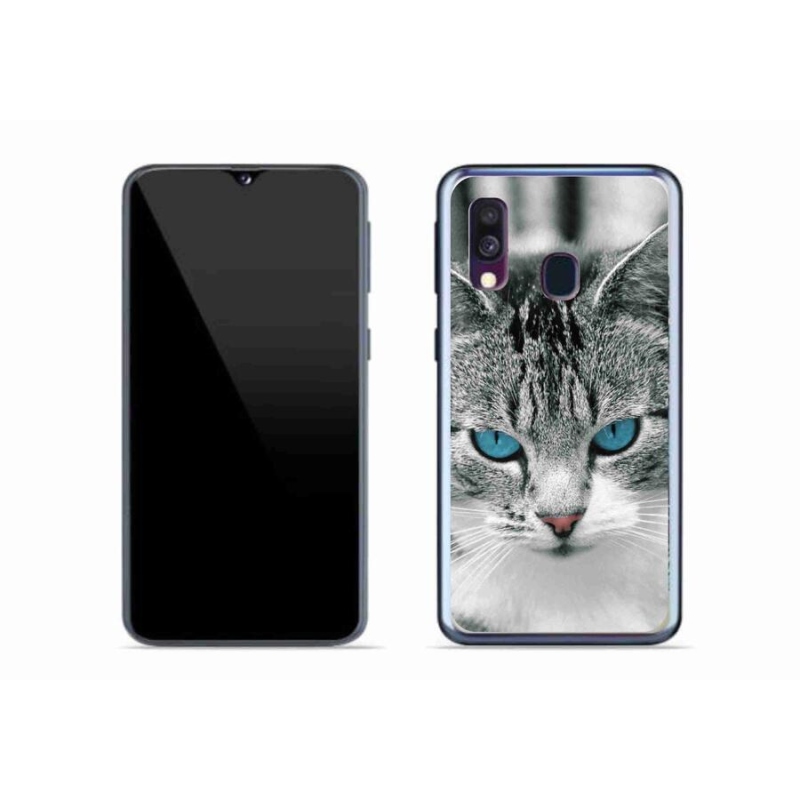 Gelový kryt mmCase na mobil Samsung Galaxy A40 - kočičí pohled 1