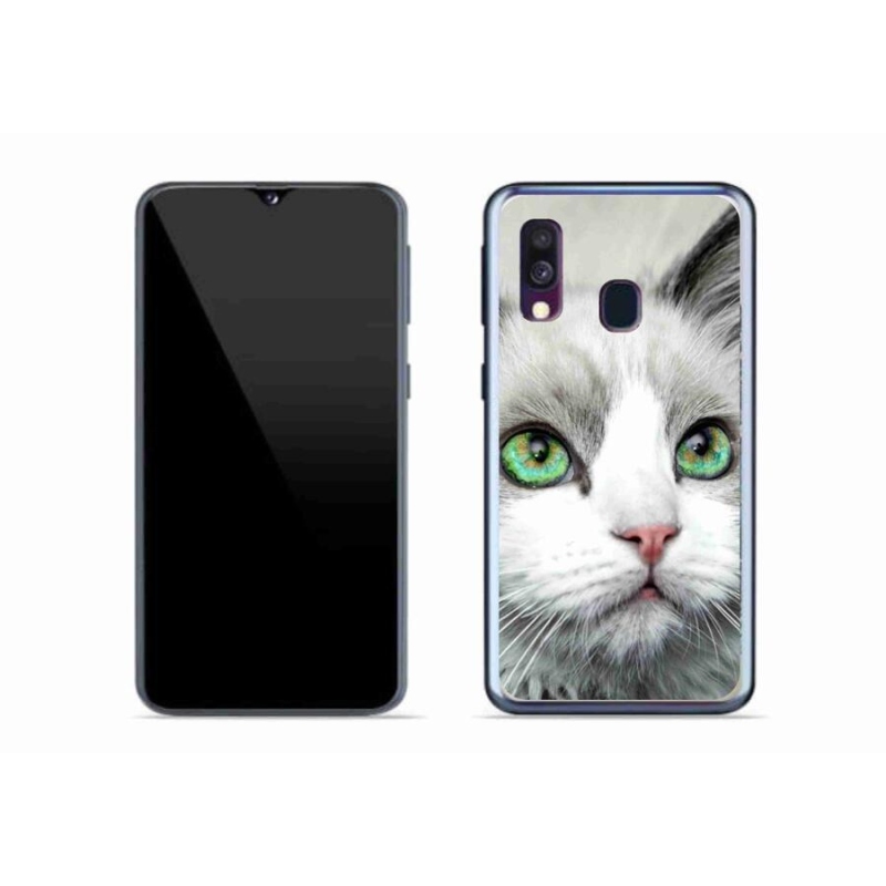 Gelový kryt mmCase na mobil Samsung Galaxy A40 - kočičí pohled