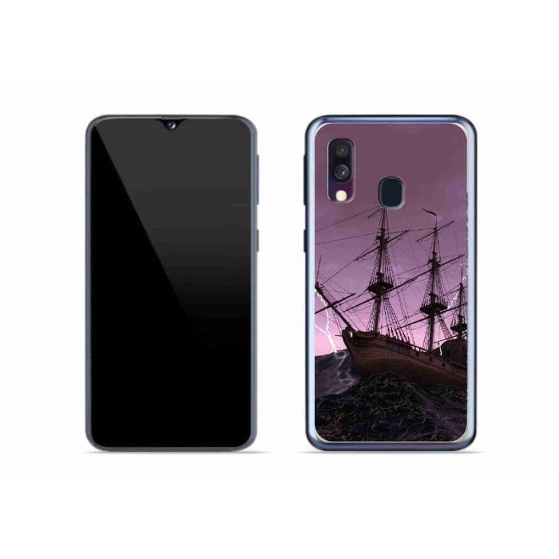 Gelový kryt mmCase na mobil Samsung Galaxy A40 - loď v bouři