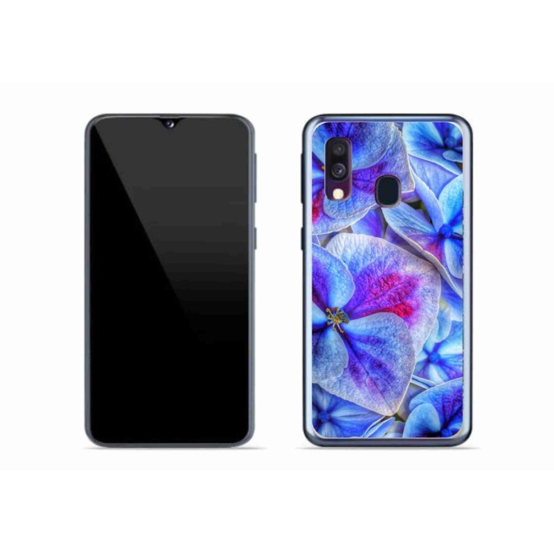 Gelový kryt mmCase na mobil Samsung Galaxy A40 - modré květy 1