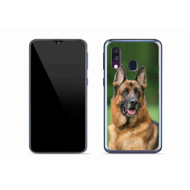 Gelový kryt mmCase na mobil Samsung Galaxy A40 - německý ovčák