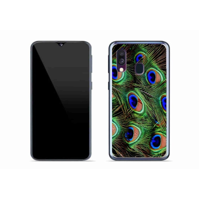 Gelový kryt mmCase na mobil Samsung Galaxy A40 - paví peří