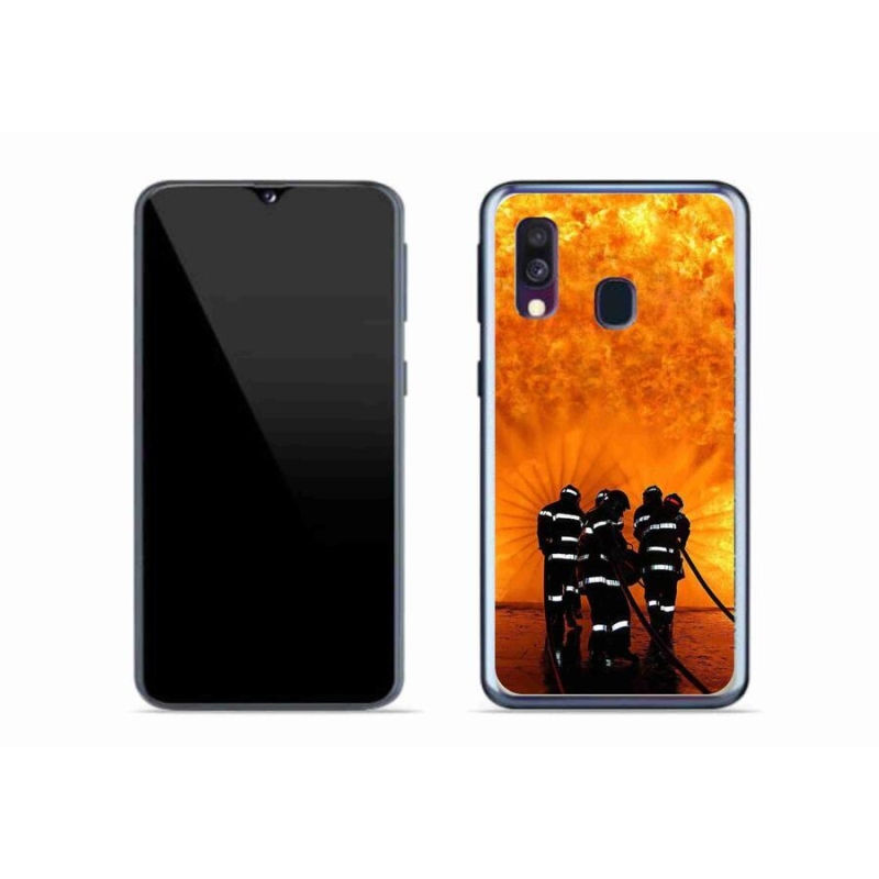 Gelový kryt mmCase na mobil Samsung Galaxy A40 - požár