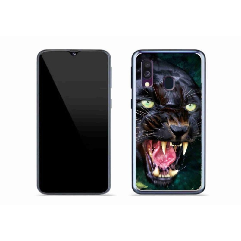 Gelový kryt mmCase na mobil Samsung Galaxy A40 - rozzuřený černý panter