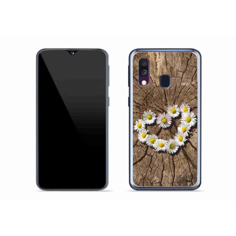 Gelový kryt mmCase na mobil Samsung Galaxy A40 - srdce z kopretin