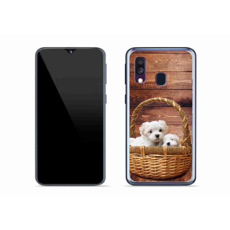 Gelový kryt mmCase na mobil Samsung Galaxy A40 - štěňátka