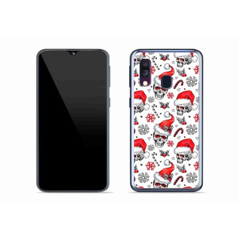 Gelový kryt mmCase na mobil Samsung Galaxy A40 - vánoční lebky