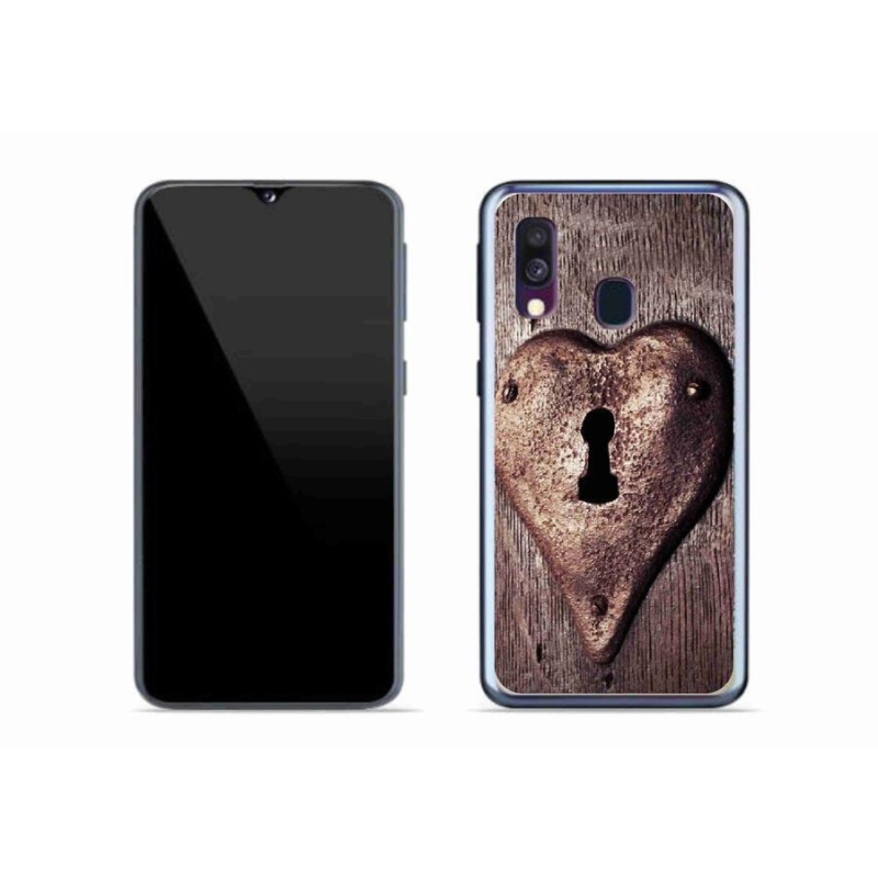Gelový kryt mmCase na mobil Samsung Galaxy A40 - zámek ve tvaru srdce