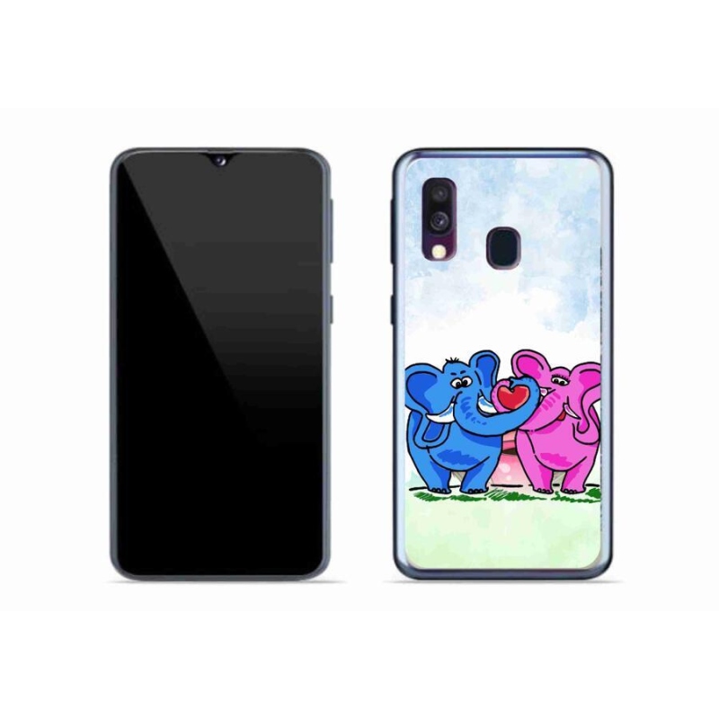 Gelový kryt mmCase na mobil Samsung Galaxy A40 - zamilovaní sloni