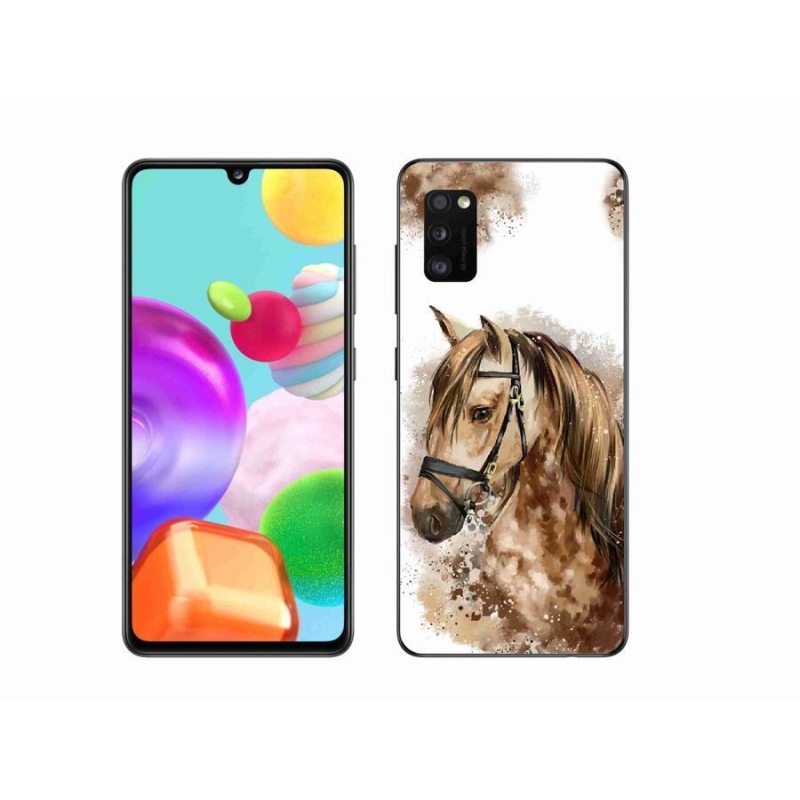 Gelový kryt mmCase na mobil Samsung Galaxy A41 - hnědý kreslený kůň