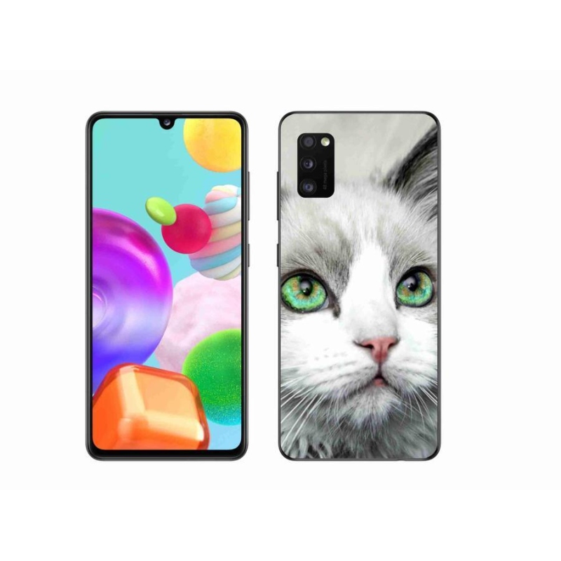 Gelový kryt mmCase na mobil Samsung Galaxy A41 - kočičí pohled